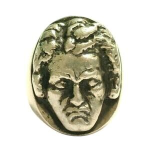 Vintage Ludwig van Beethoven Solid Silver Ring Large Statement Ring for Musician